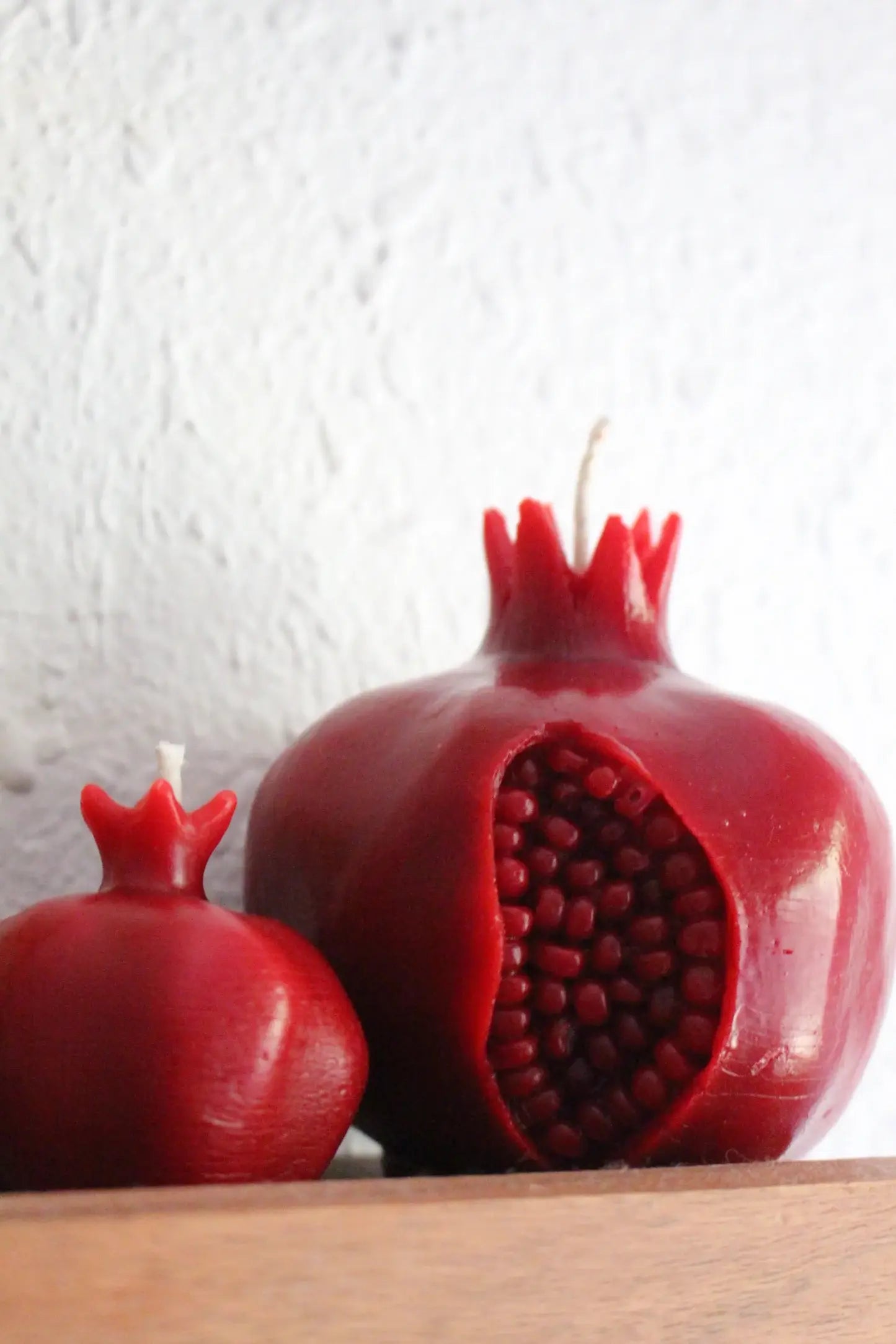 Intricate Beeswax Crimson Pomegranate Candle