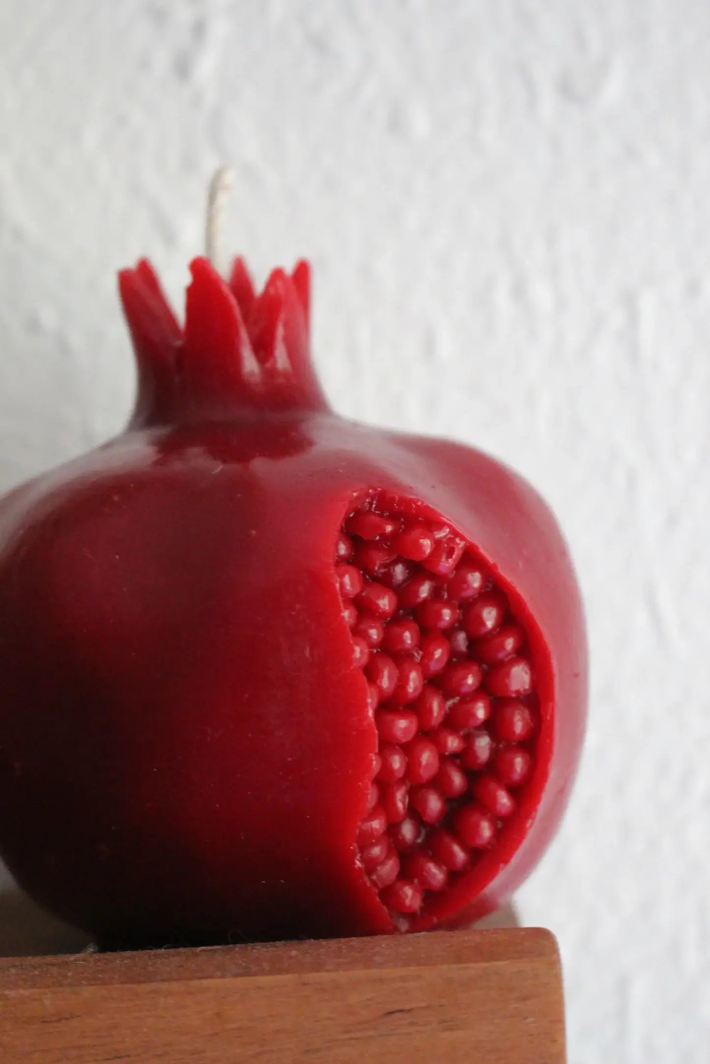 Intricate Beeswax Crimson Pomegranate Candle