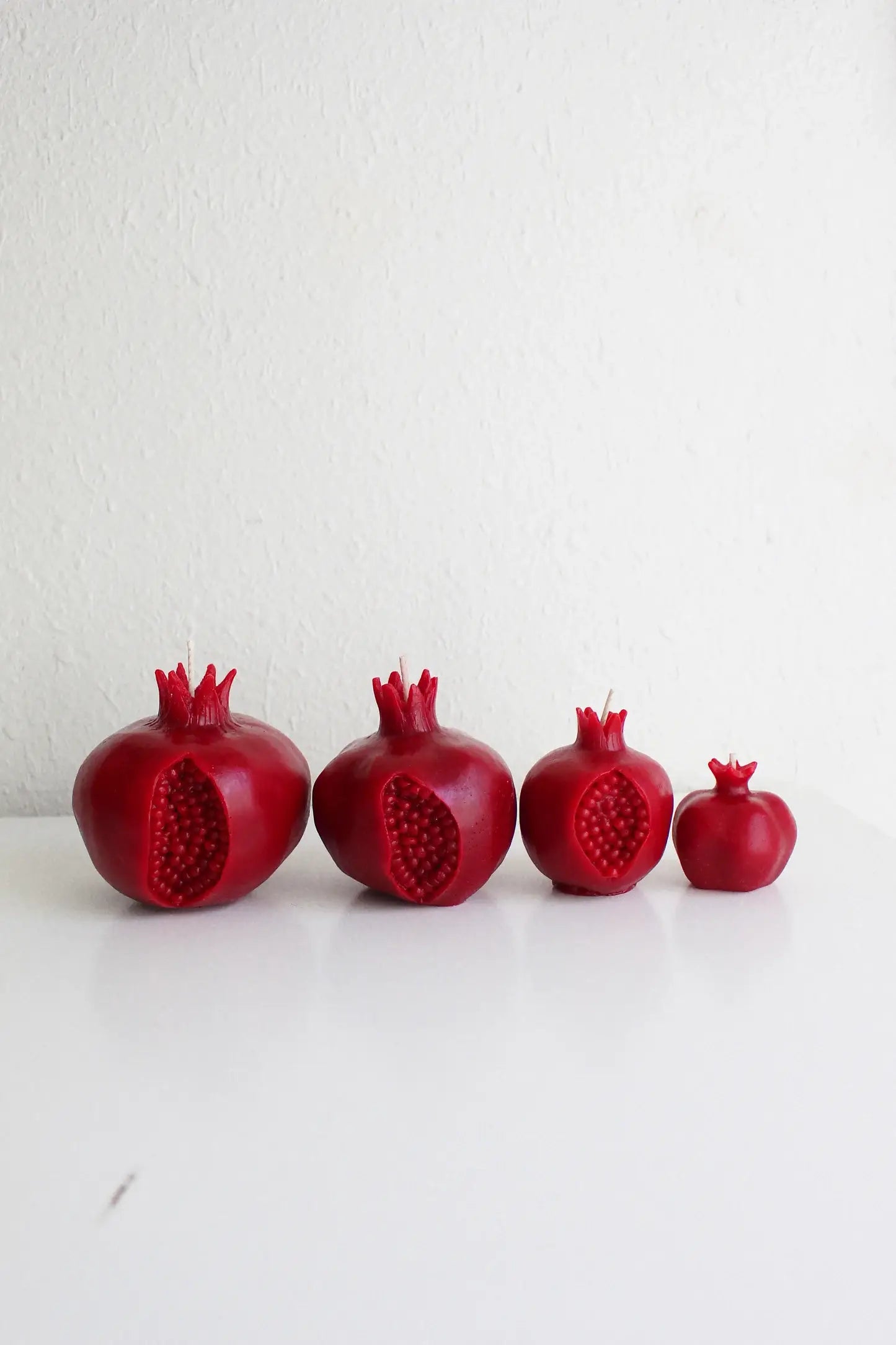 Intricate Beeswax Crimson Pomegranate Candle